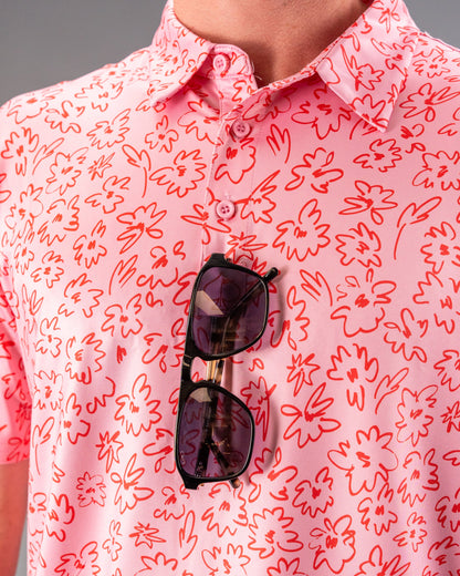 Pins and Aces Flower Doodle Pink