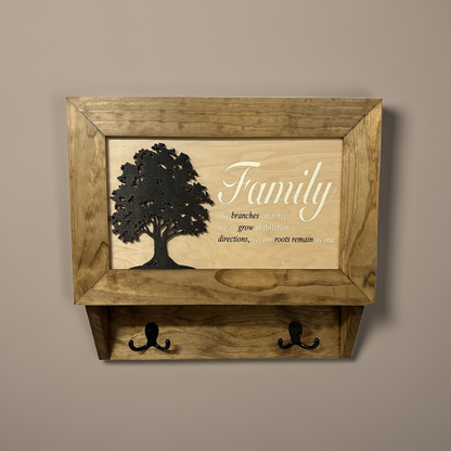 Bellewood Designs - Family Tree Gun Safe Coat Rack - Handcrafted Wooden Gun Cabinets - Gun Shelf Hidden Storage for Rifles, Shotguns, & Handguns - Quick Access Hidden Wall Safe