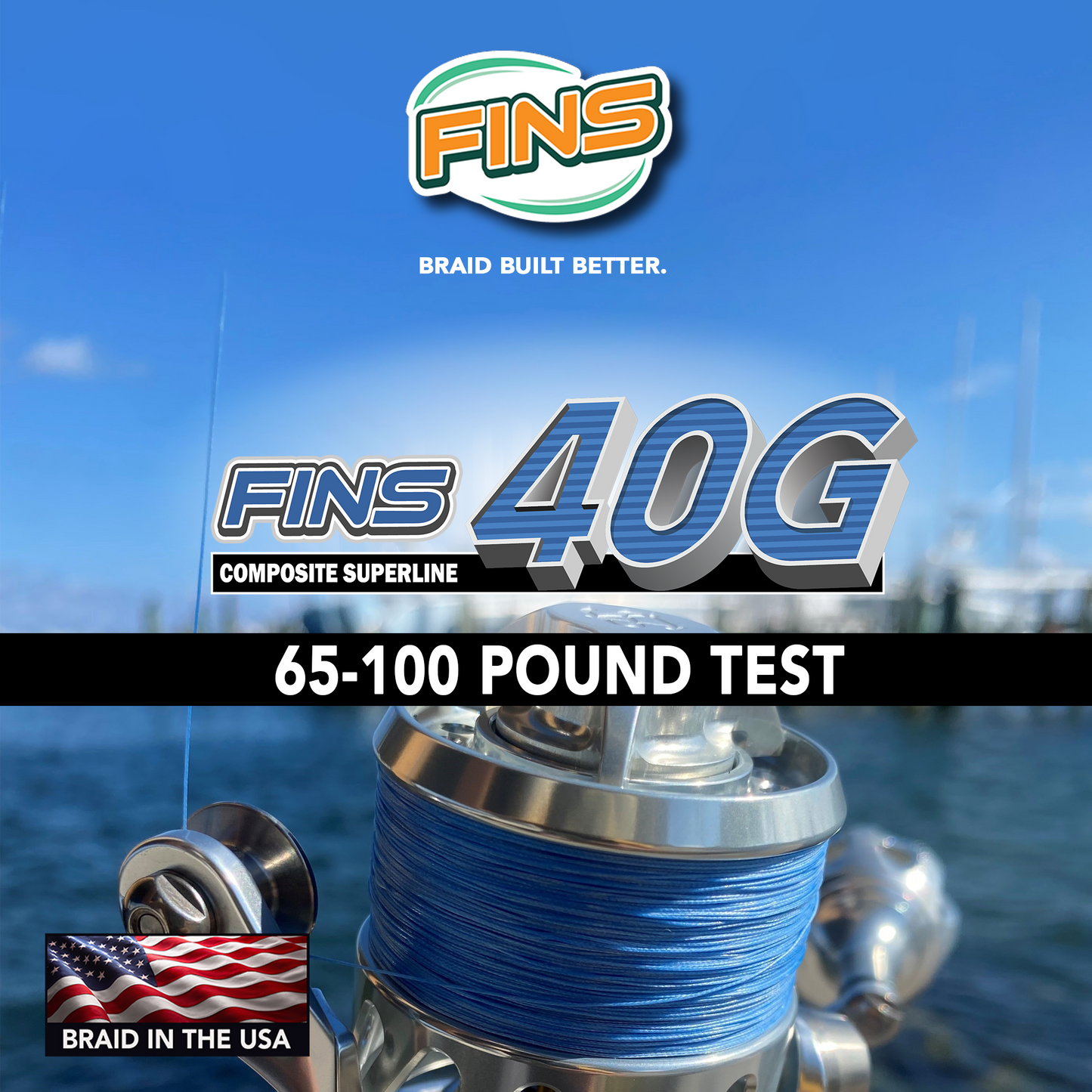 FINS Fishing 40G Fishing Braid 65-100 lb.