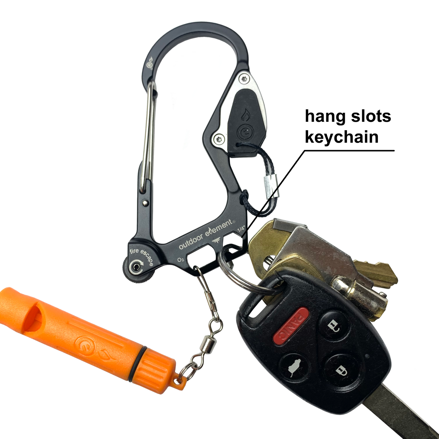 Outdoor Element Fire Escape: Fire-Starting Multitool Carabiner
