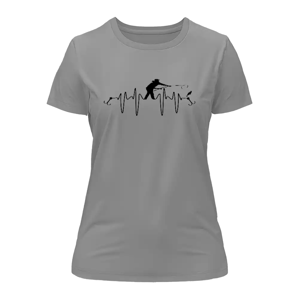 Outdoorzees Fishing Heart Beat T-Shirt for Women