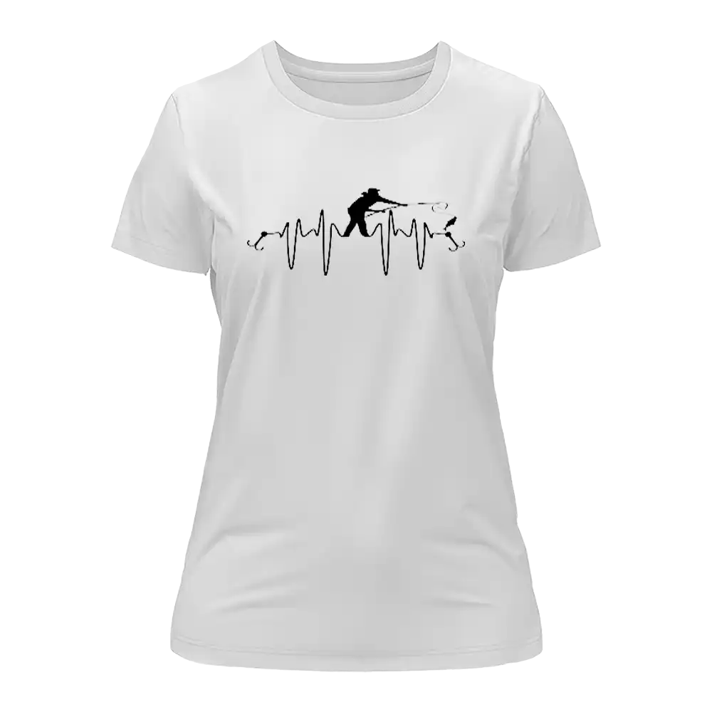 Outdoorzees Fishing Heart Beat T-Shirt for Women