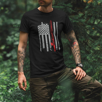 Outdoorzees Fishing Rod American Flag Unisex T-Shirt
