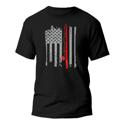 Outdoorzees Fishing Rod American Flag Unisex T-Shirt
