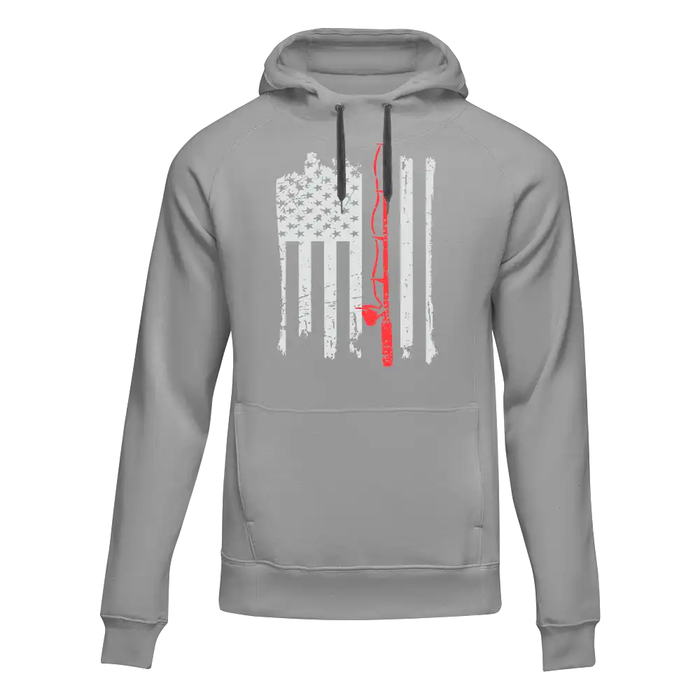 Outdoorzees Fishing Rod American Flag Unisex Hoodie