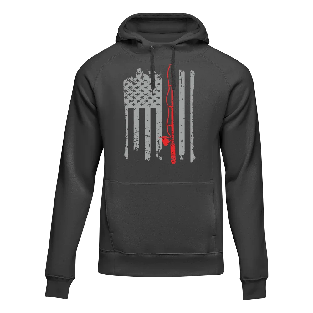 Outdoorzees Fishing Rod American Flag Unisex Hoodie