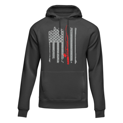 Outdoorzees Fishing Rod American Flag Unisex Hoodie