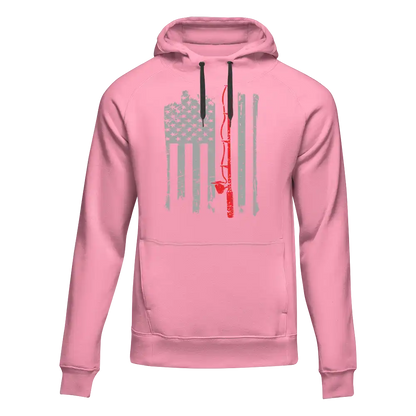 Outdoorzees Fishing Rod American Flag Unisex Hoodie