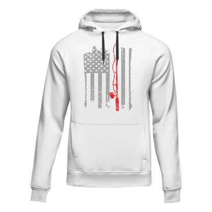 Outdoorzees Fishing Rod American Flag Unisex Hoodie