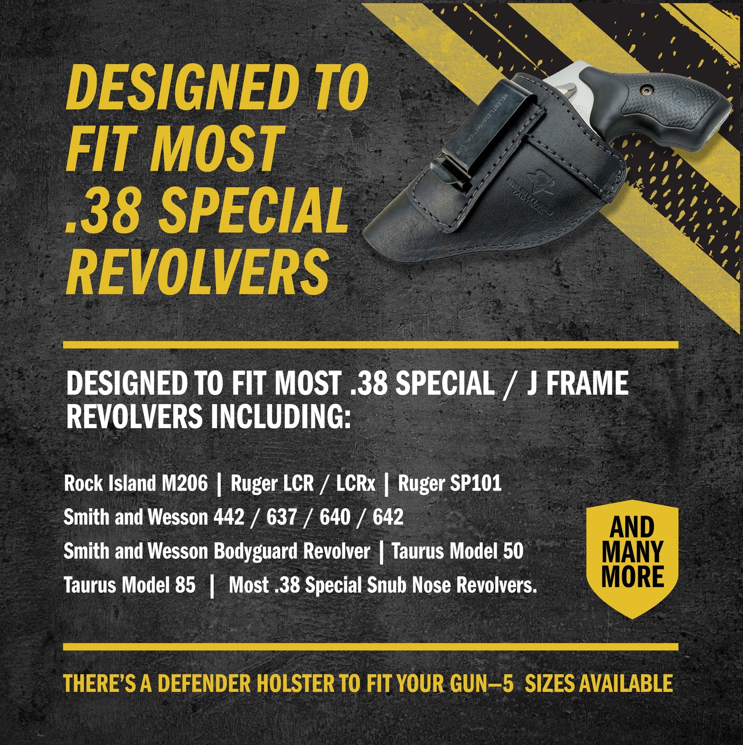 Relentless Tactical The Defender Leather IWB Holster - Fits Snub Nose Style Revolver - Lifetime Warranty - Made in USA