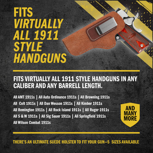 Relentless Tactical The Ultimate Suede Leather IWB Holster - Fits All 1911's - Lifetime Warranty - Made in USA