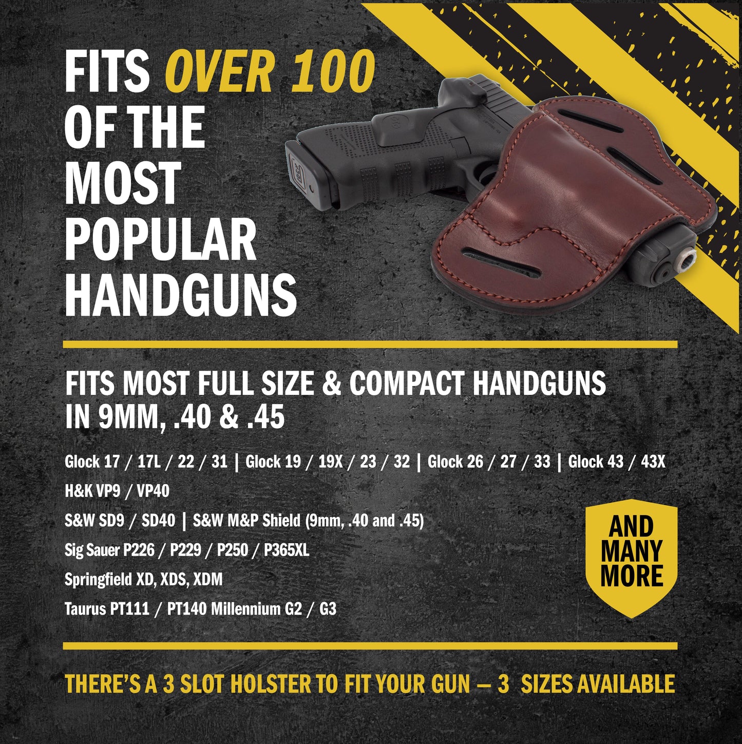Relentless Tactical The Ultimate Leather Gun Holster | 3 Slot Pancake Style Belt Holster | Handmade in the USA! | Fits S&W Shield/Glock/XD - Lifetime Warranty