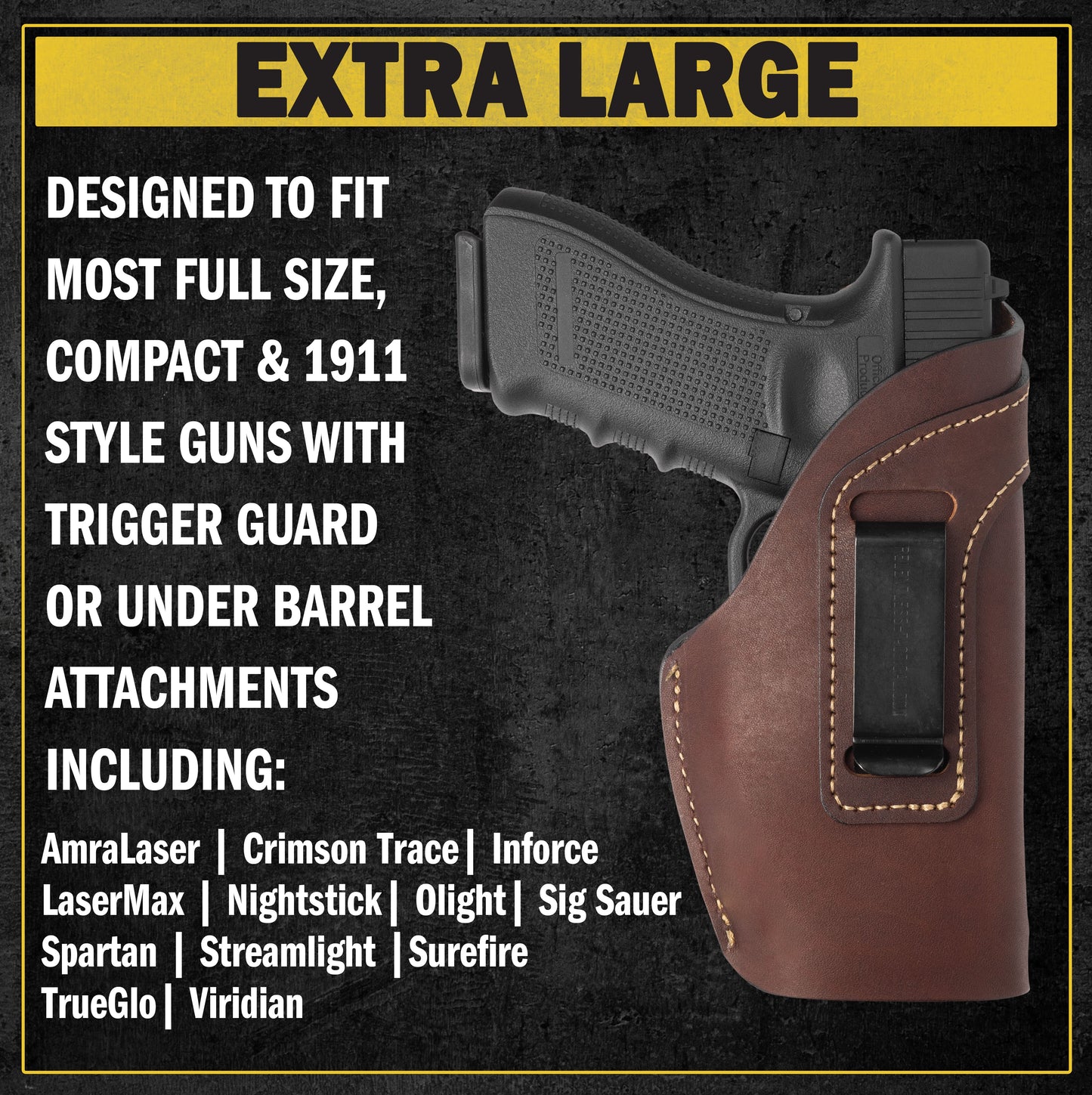 Relentless Tactical Defender 2.0 IWB Gun Holster | Fits Full Size, Compact, 1911 w/ Trigger or Under Barrel Attachments