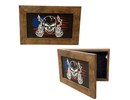 Bellewood Designs - Flag Skull Wall Mounted Secure Gun Cabinet