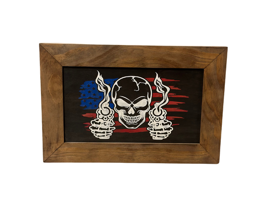 Bellewood Designs - Flag Skull Wall Mounted Secure Gun Cabinet