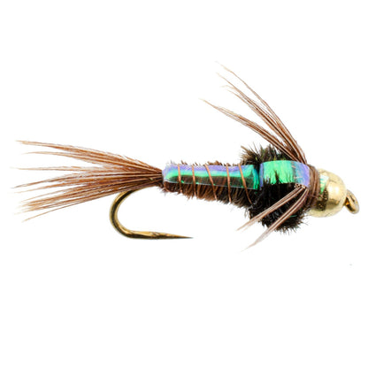 The Fly Fishing Place Barbless Bead Head Flashback Pheasant Tail Nymph Fly 6 Flies Hook Size 12