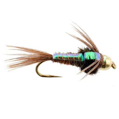 The Fly Fishing Place Barbless Bead Head Flashback Pheasant Tail Nymph Fly 6 Flies Hook Size 14