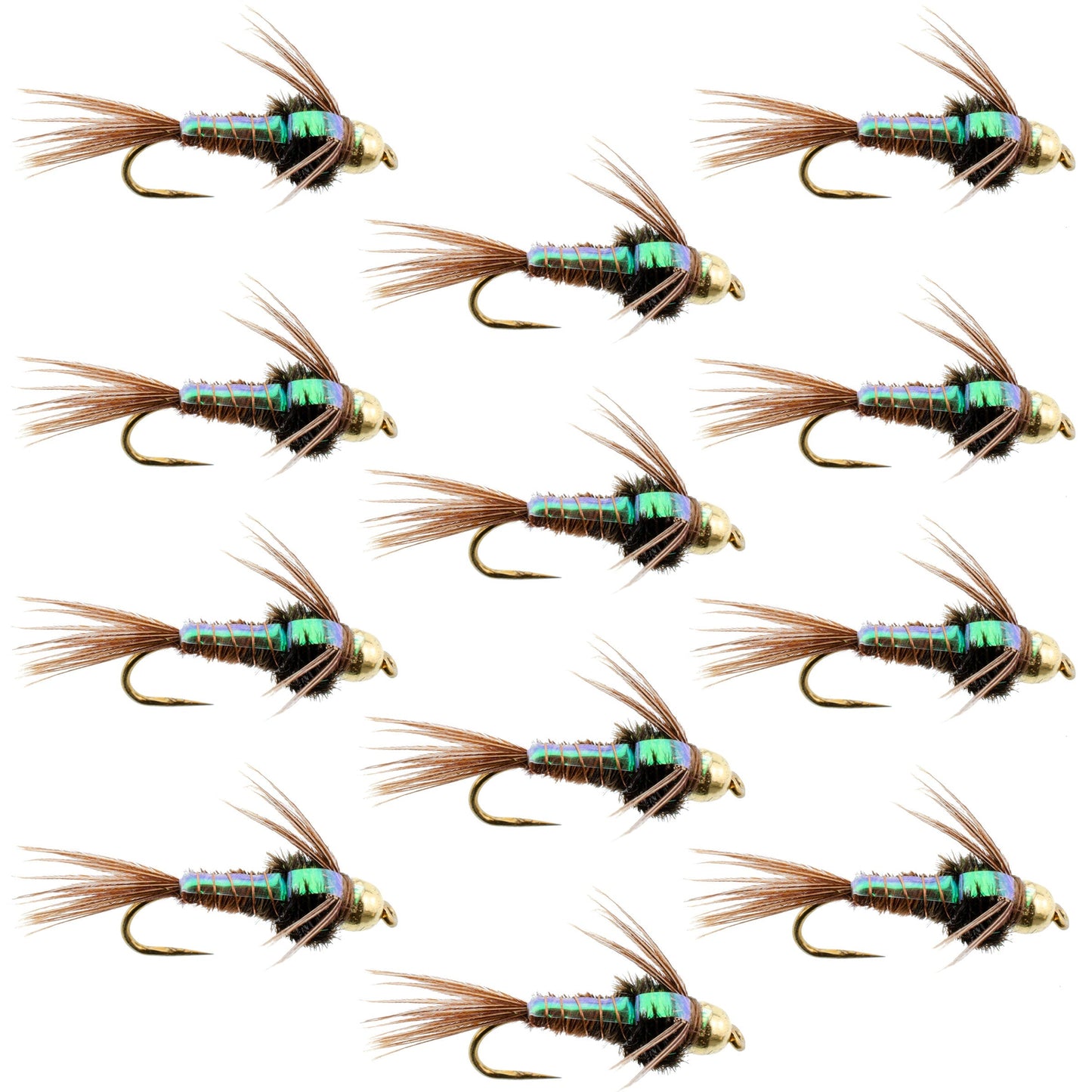 The Fly Fishing Place Barbless Bead Head Flashback Pheasant Tail Nymph Fly 1 Dozen Flies Hook Size 14