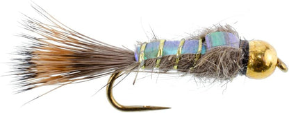 The Fly Fishing Place Barbless Bead Head Flash Back Gold Ribbed Hare's Ear Nymph 6 Flies Hook Size 16