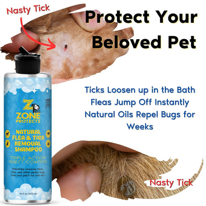 Zone Protects Natural Flea & Tick Removal Shampoo - Citrus Scented