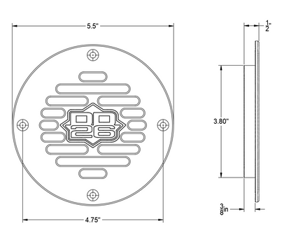 DD26 Fishing Billet Aluminum Drain Plate with Screen 4" Round for Boats