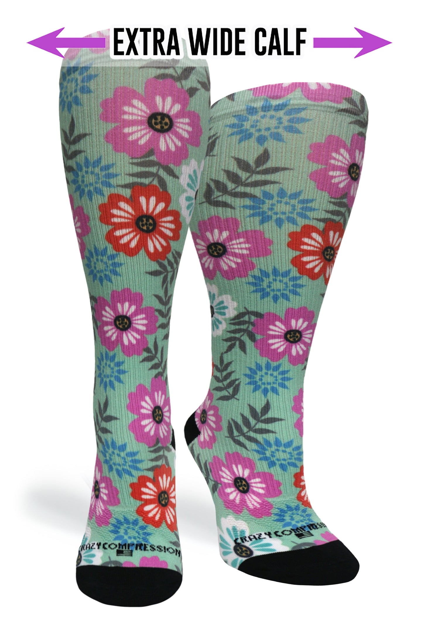 Crazy Compression Floral Details - (Standard & Extra Wide)