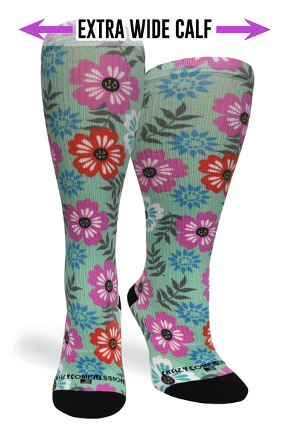 Crazy Compression Floral Details - (Standard & Extra Wide)