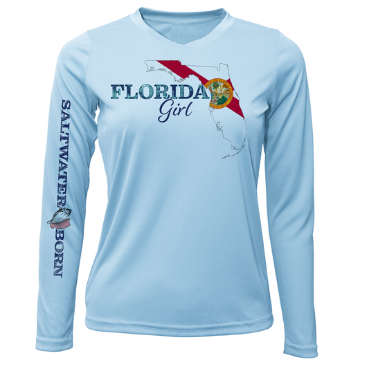 Saltwater Born Key West Florida Girl Long Sleeve UPF 50+ Dry-Fit Shirt