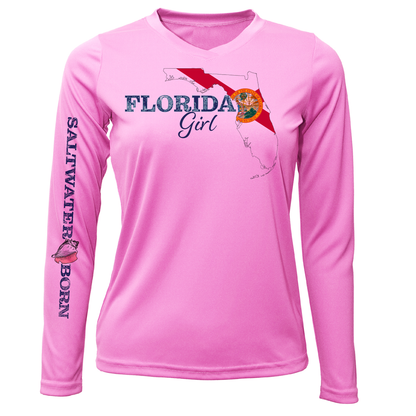 Saltwater Born Key West Florida Girl Long Sleeve UPF 50+ Dry-Fit Shirt