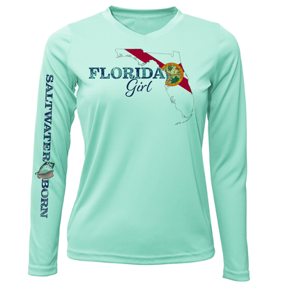 Saltwater Born Key West Florida Girl Long Sleeve UPF 50+ Dry-Fit Shirt