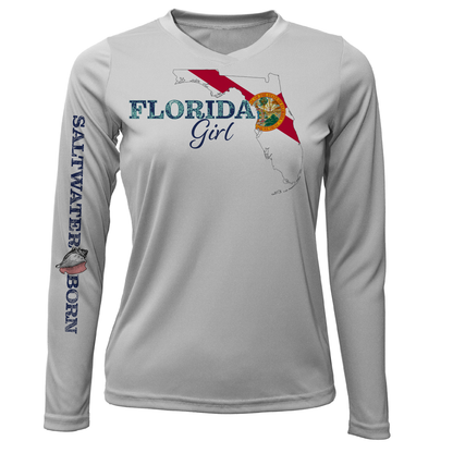 Saltwater Born Key West Florida Girl Long Sleeve UPF 50+ Dry-Fit Shirt