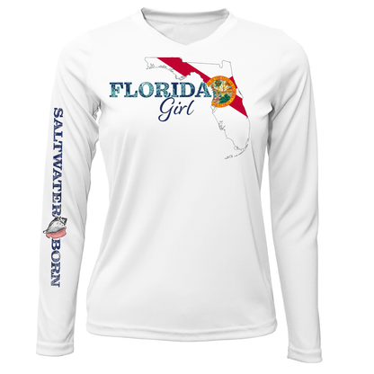 Saltwater Born Key West Florida Girl Long Sleeve UPF 50+ Dry-Fit Shirt