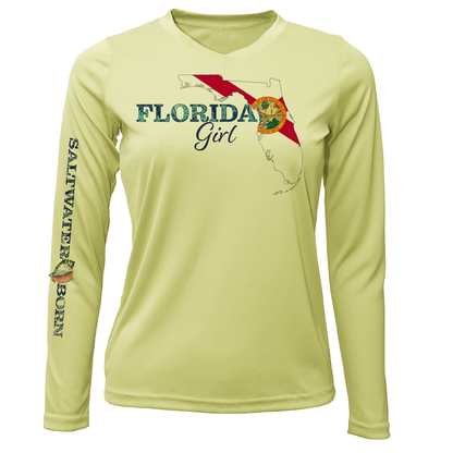 Saltwater Born Key West Florida Girl Long Sleeve UPF 50+ Dry-Fit Shirt