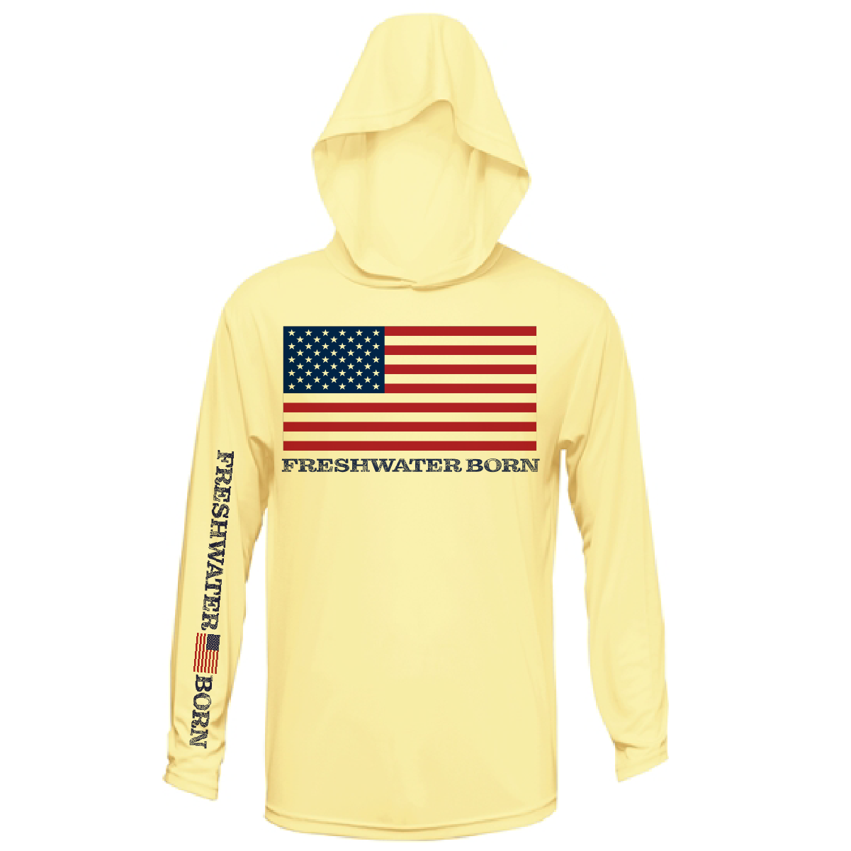 Saltwater Born Michigan USA Freshwater Born Men's Long Sleeve UPF 50+ Dry-Fit Hoodie