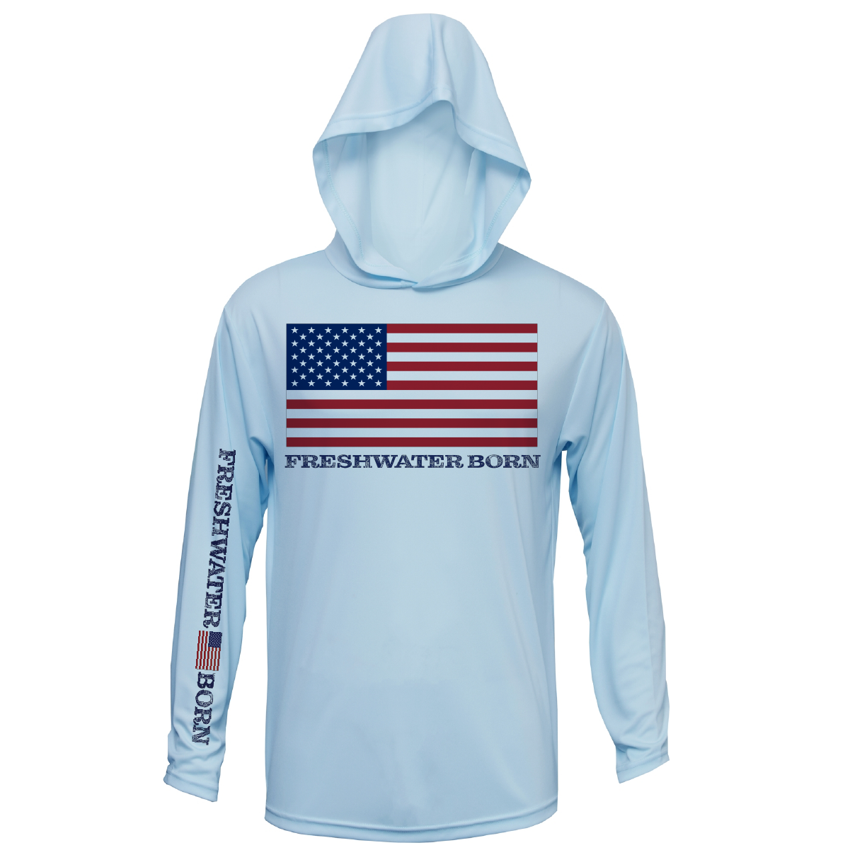 Saltwater Born Florida USA Freshwater Born Men's Long Sleeve UPF 50+ Dry-Fit Hoodie