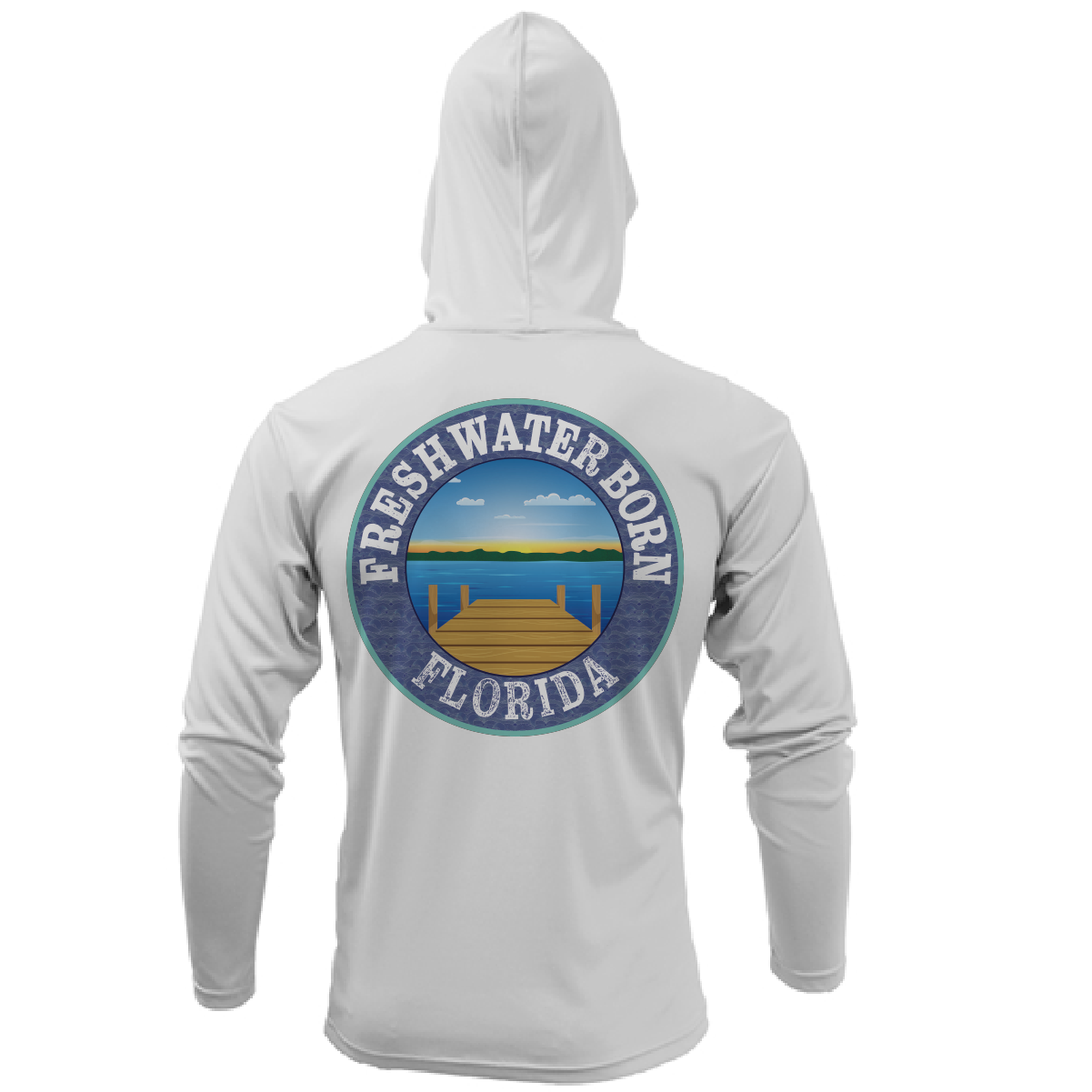 Saltwater Born Florida USA Freshwater Born Men's Long Sleeve UPF 50+ Dry-Fit Hoodie