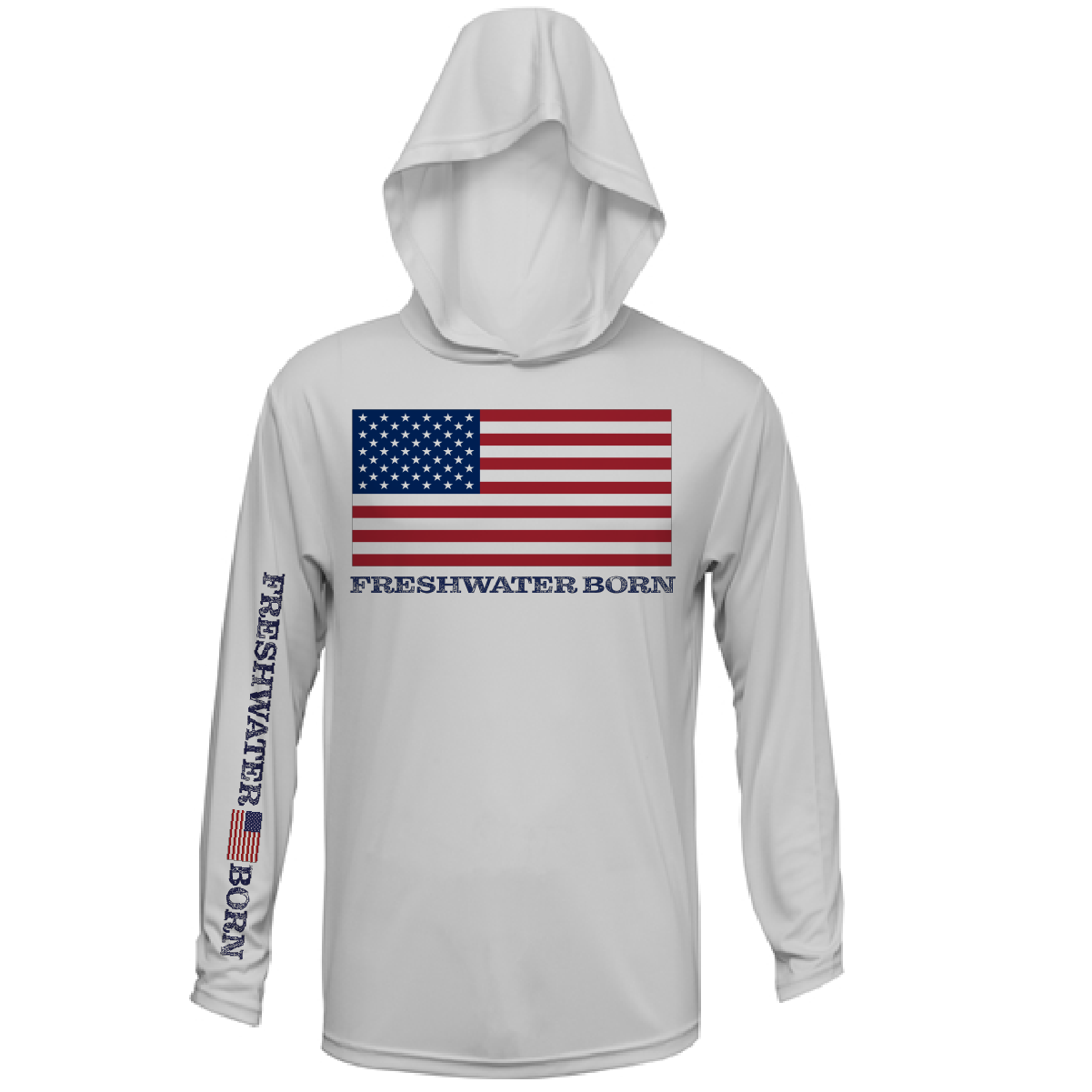 Saltwater Born Florida USA Freshwater Born Men's Long Sleeve UPF 50+ Dry-Fit Hoodie