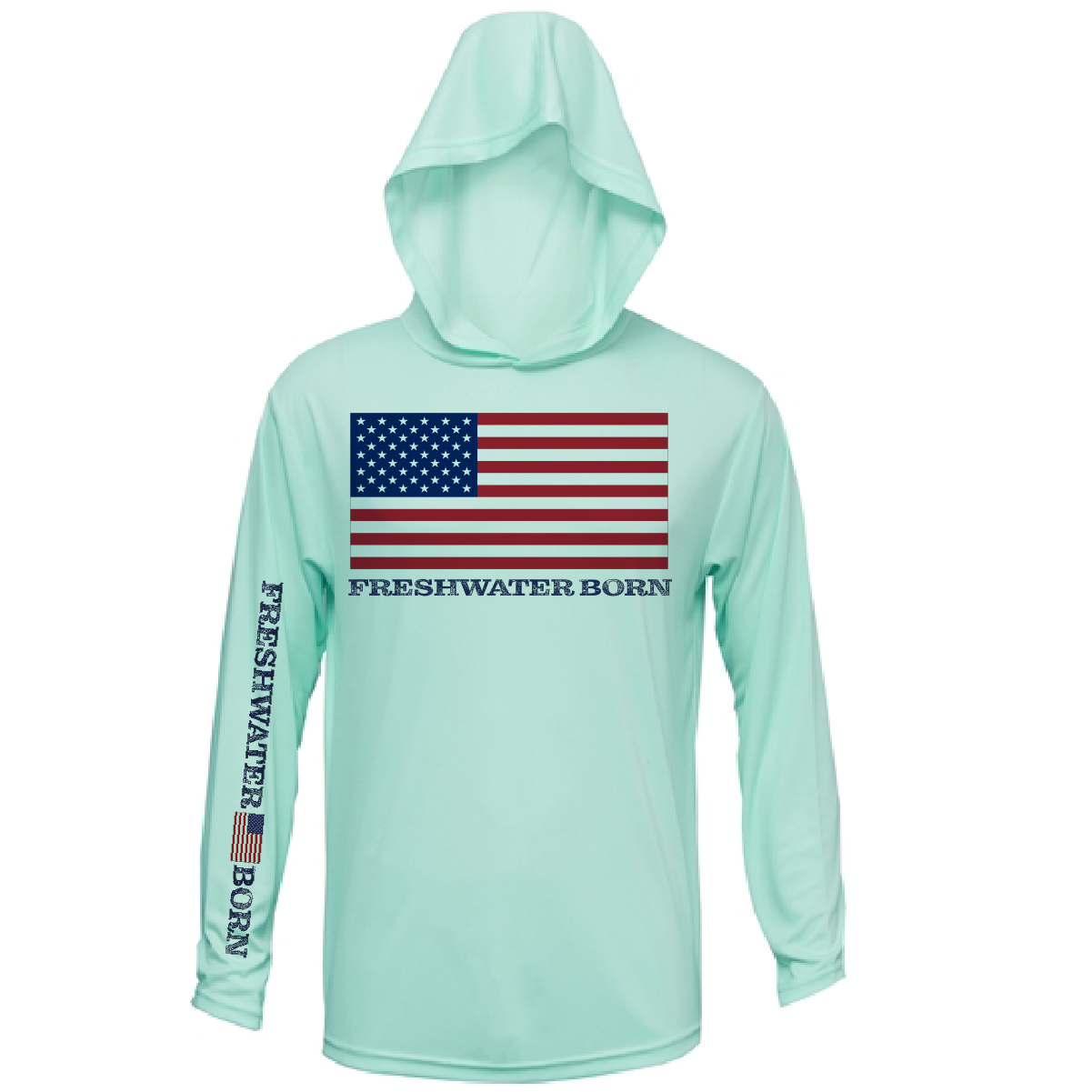 Saltwater Born Florida USA Freshwater Born Men's Long Sleeve UPF 50+ Dry-Fit Hoodie