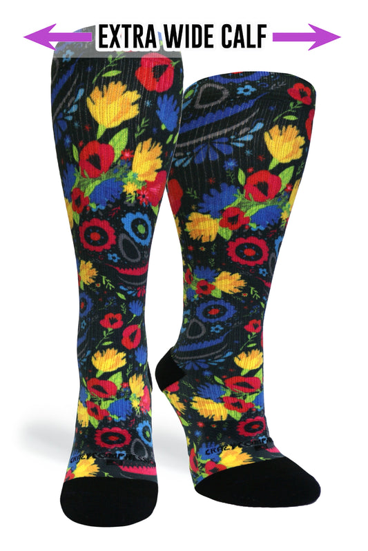 Crazy Compression Flower Faces - (Standard & Extra Wide)