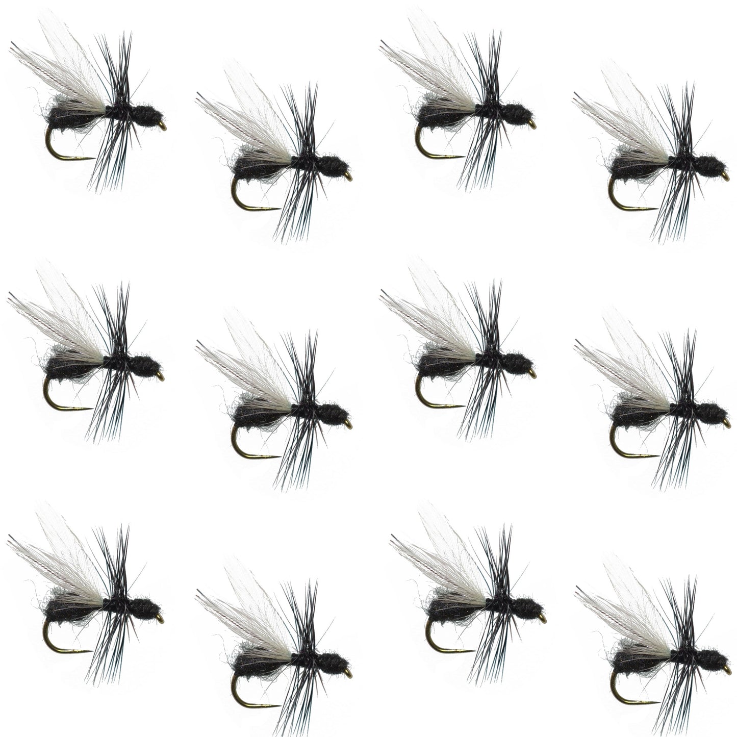 The Fly Fishing Place Barbless Black Fur Flying Ant Terrestrial Trout Dry Fly Fishing Flies - 1 Dozen Flies Hook Size 14