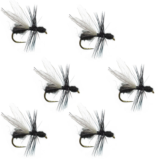 The Fly Fishing Place Barbless Black Fur Flying Ant Terrestrial Trout Dry Fly Fishing Flies - 6 Flies Hook Size 14