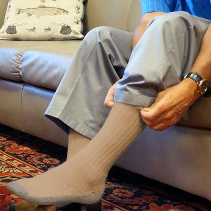 Crazy Compression Cozy Diabetic Comfort Relax Fit Khaki Crew Socks