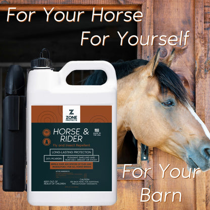 Zone Protects Horse & Rider Fly & Insect Repellent Spray, Gallon w/ Battery-Operated Wand