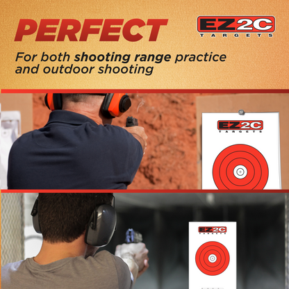 EZ2C Targets #9: 8" Bullseye Paper Shooting Target 11"x17" USA MADE Hi-Visibility