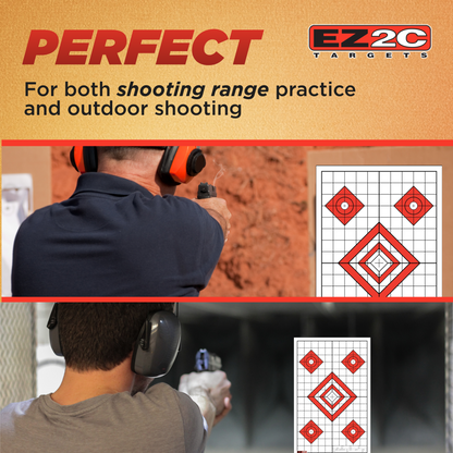 25 EZ2C Targets Style 28: Five Diamonds. Pad of 25 Paper Shooting Targets 11”x17” USA MADE