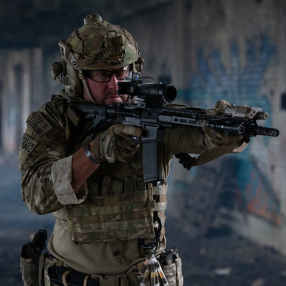 Outlaw Eyewear - Fugitive TAC Op Aluminum Sunglass Black Frame Transition Day-Night Pathfinder X Lens, with Multicam hat and Retaining cord