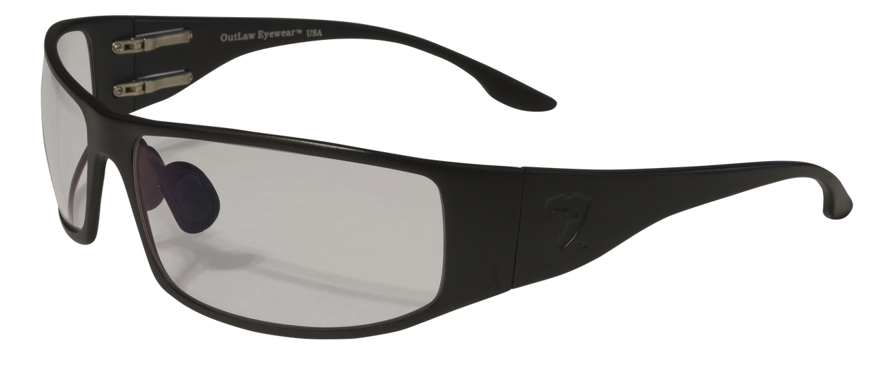 Outlaw Eyewear - Fugitive TAC Op Aluminum Sunglass Black Frame Transition Day-Night Pathfinder X Lens, with Multicam hat and Retaining cord
