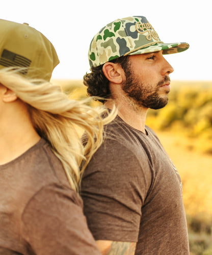 Cowboy Revolution Duck Camo Script “Cowboy Hat” - 5-panel Trucker Hat