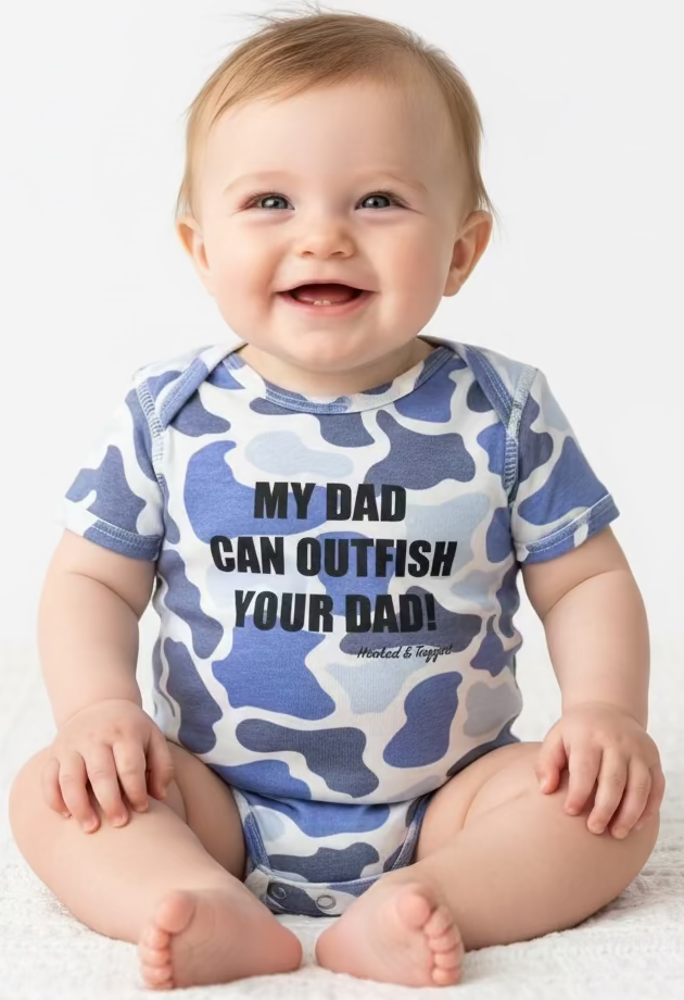 Hooked & Tagged  - "My Dad Can Outfish Your Dad" Onesie