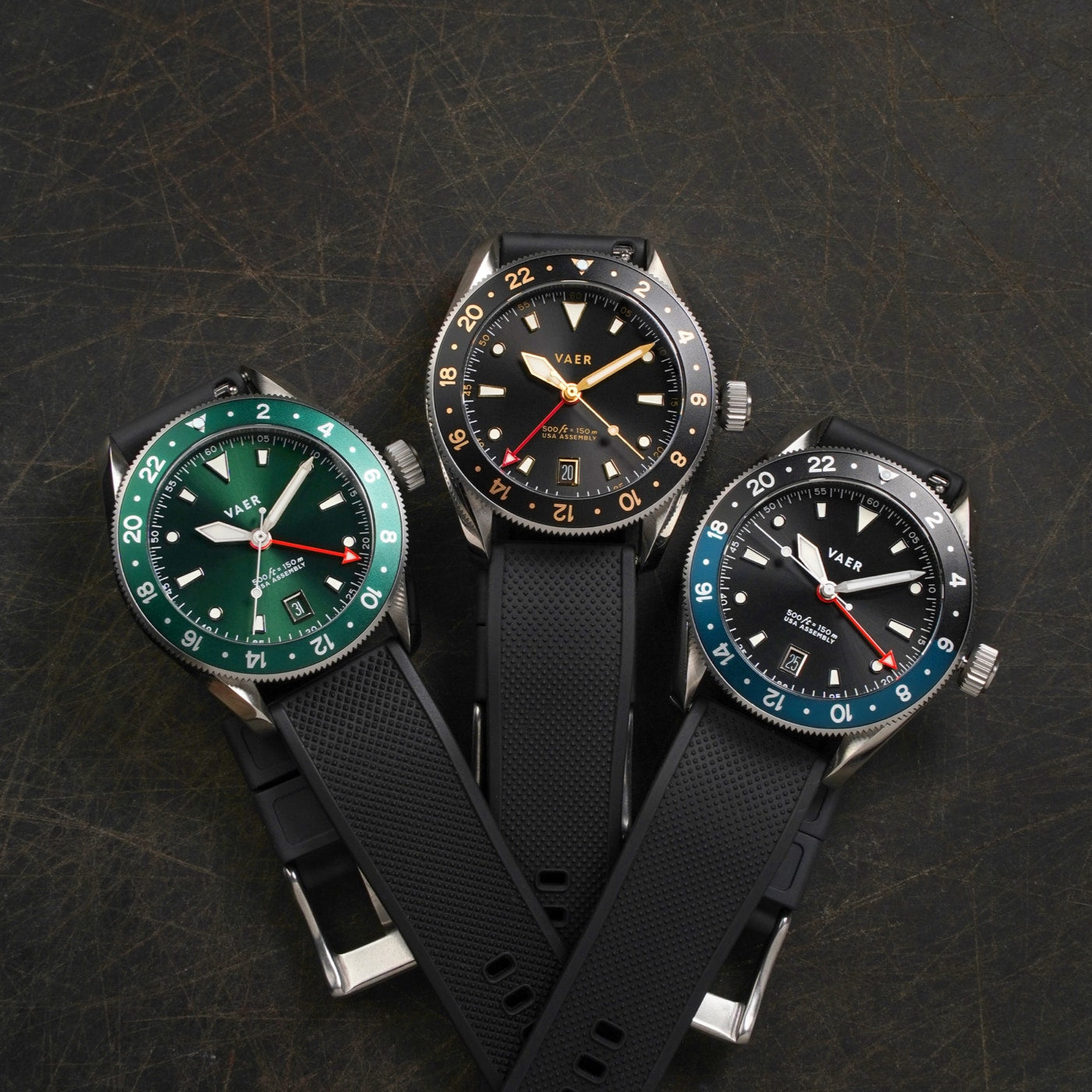 Vaer Watches G2 Meridian Green GMT - 39mm USA
